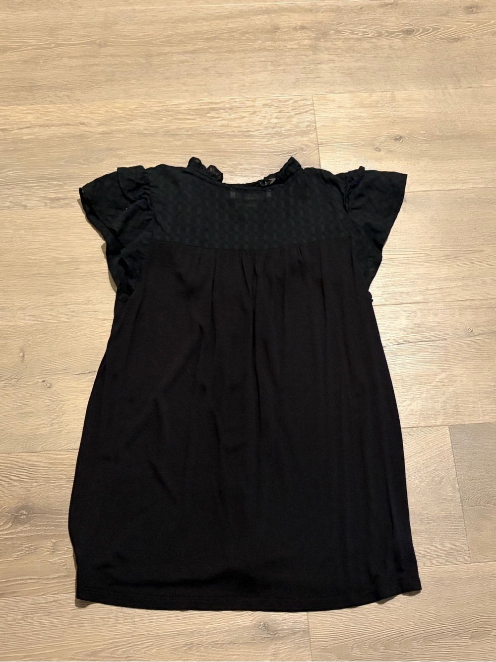 LOFT Black Ruffle Button-Down Blouse - Picture 2 of 3